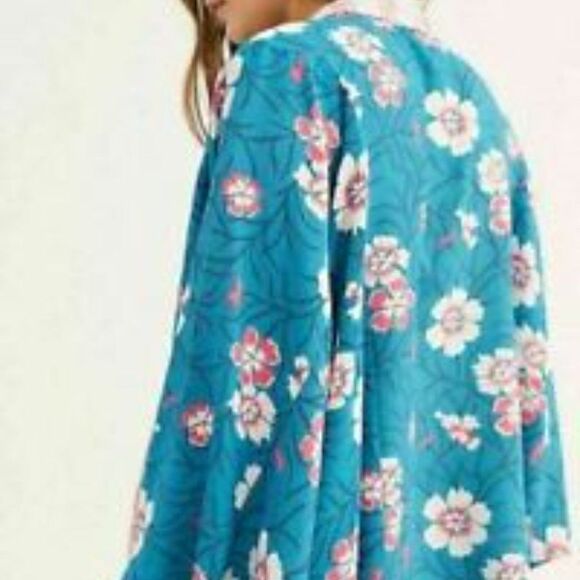 Free People Ocean Combo Floral print Kona Kimono Cardigan Top - Picture 2 of 9